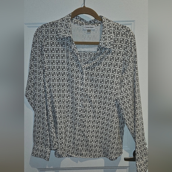 Calvin Klein Tops - Calvin Klein Monogram Black and White Blouse